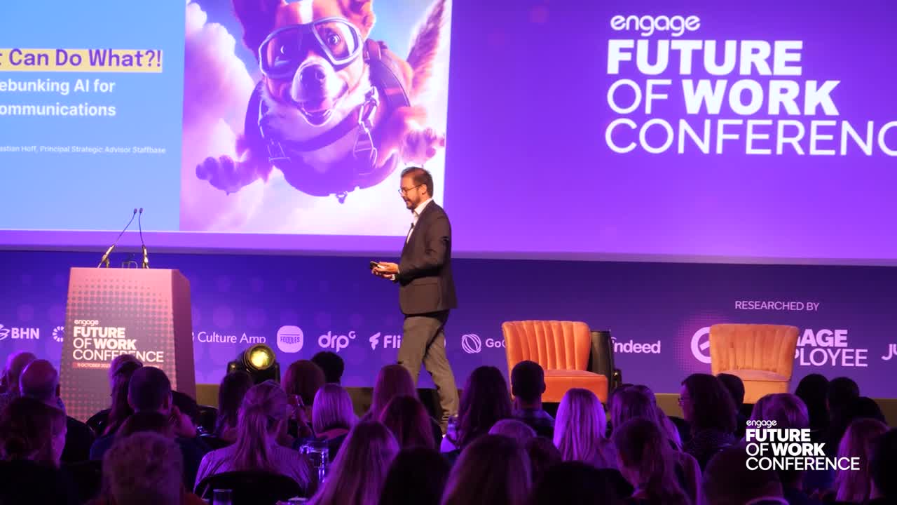 Sebastian Hoff, Principal Strategic Advisor from Staffbase presenting at the Future of conference