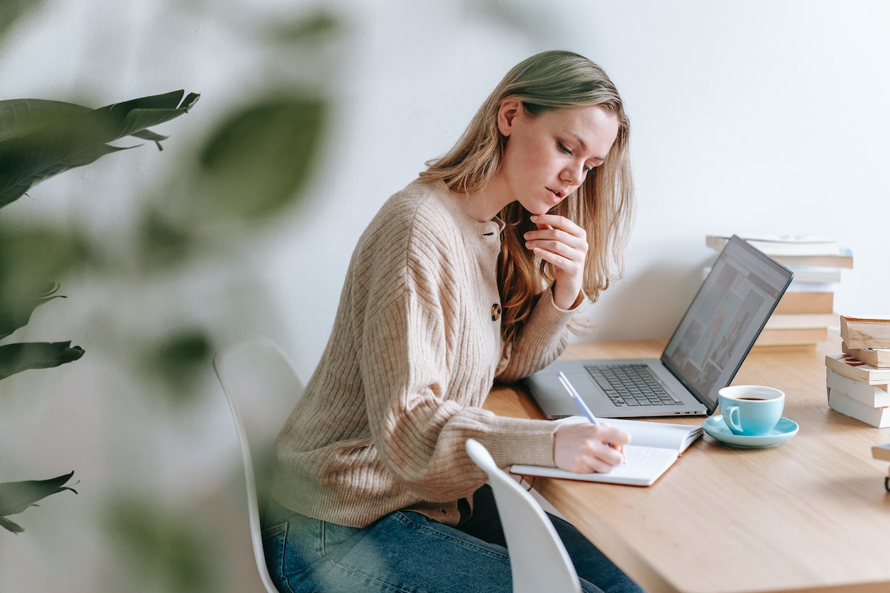 A woman working