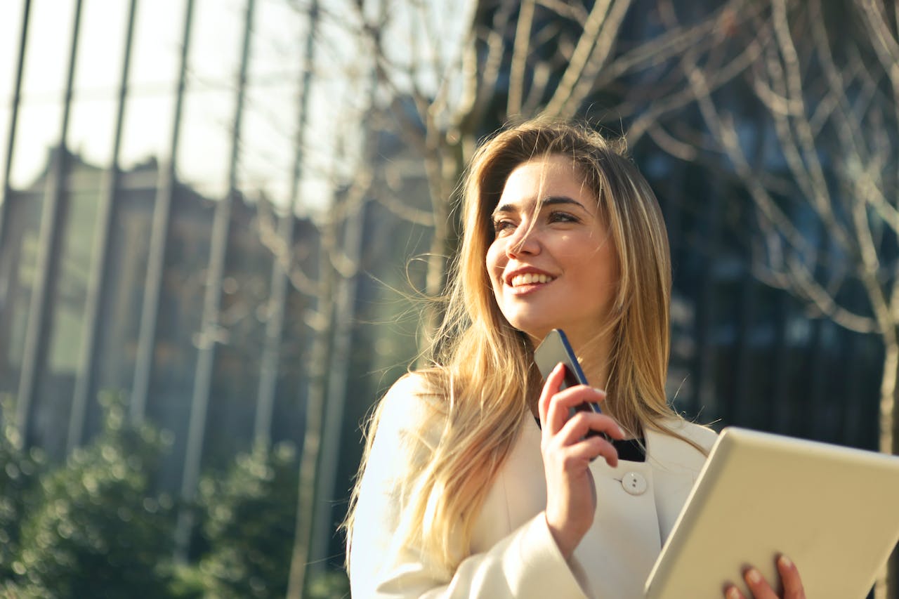 a woman talking on the phone