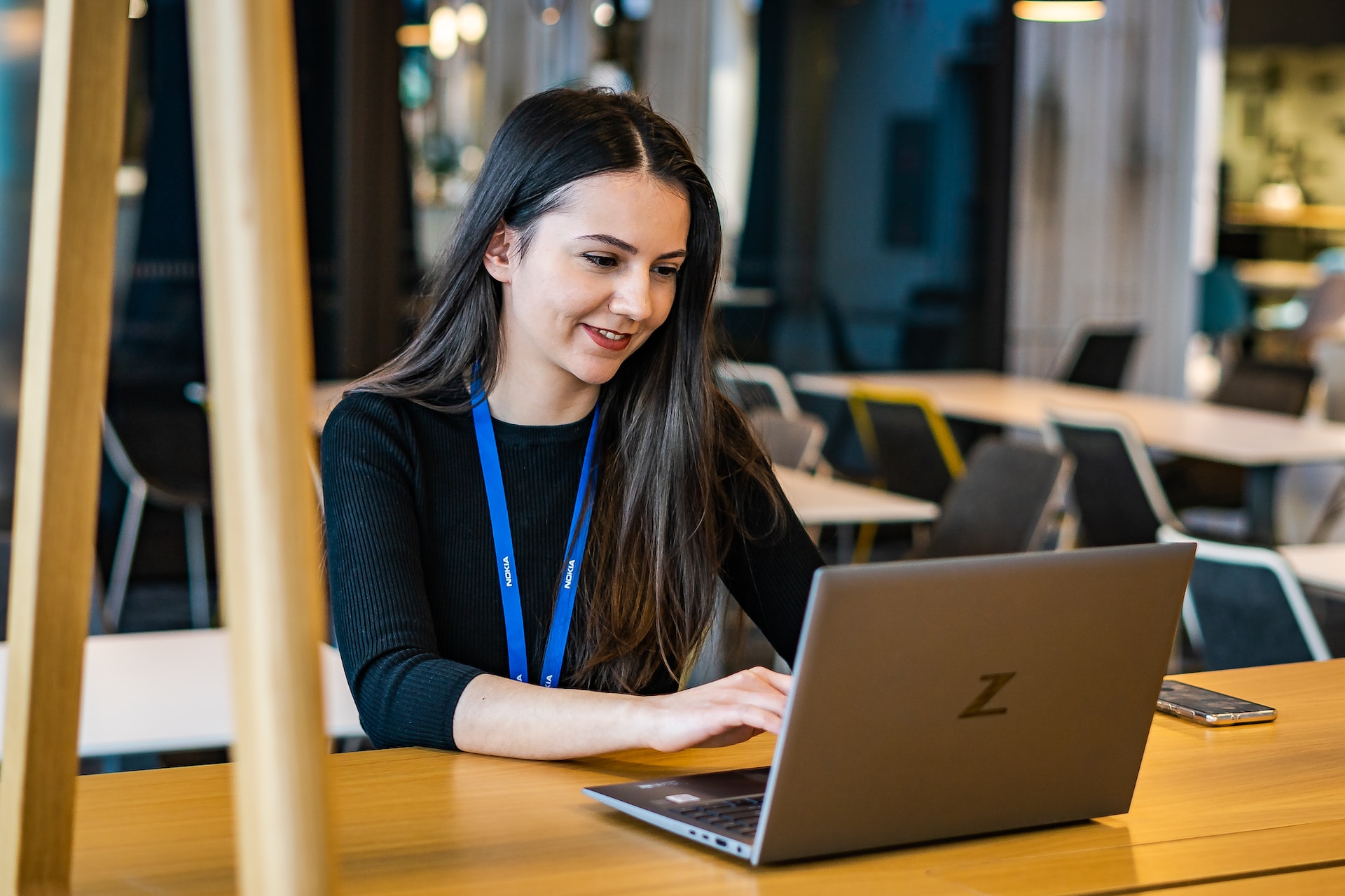 a woman working